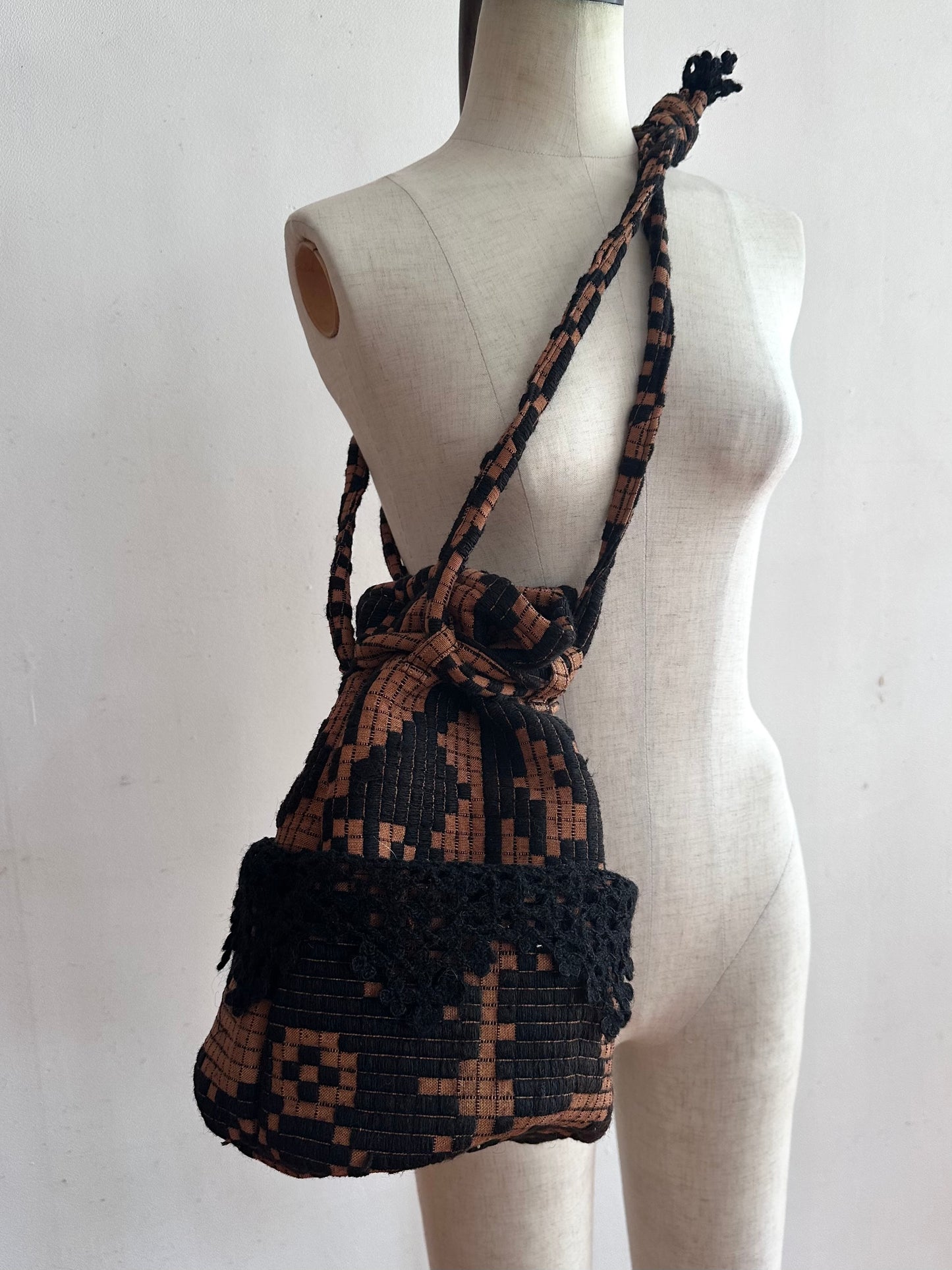 old coverlet pocket bag