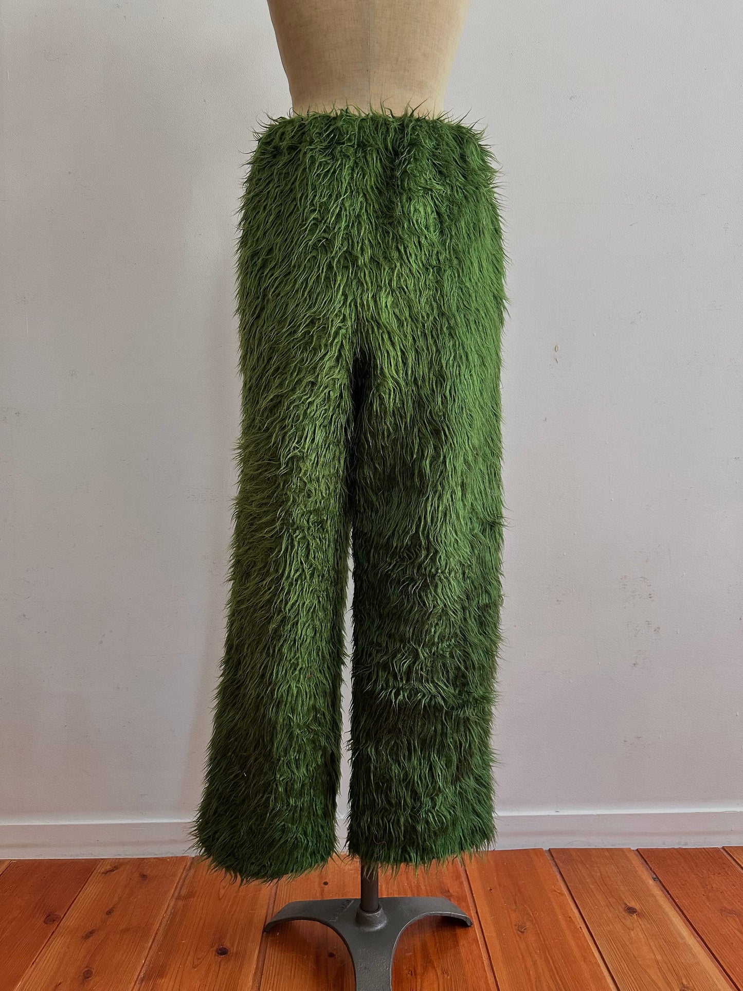 old fur pants / green