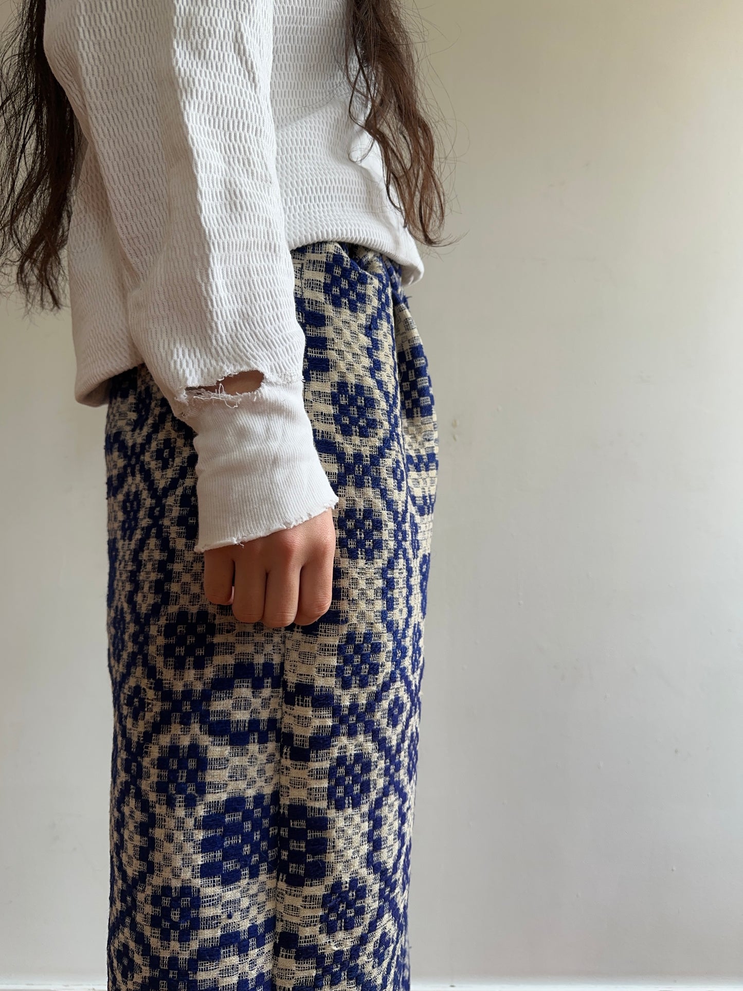 old coverlet wide tuck pants / navy× white
