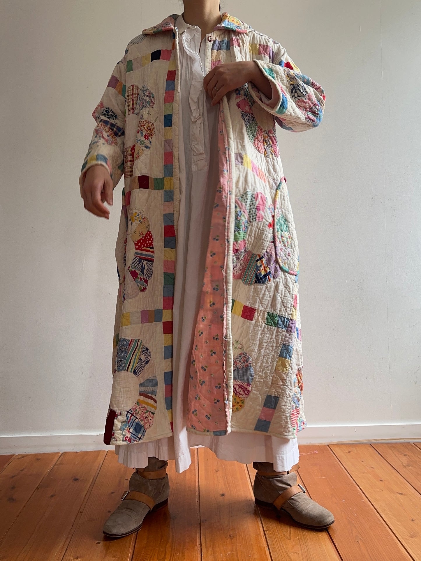 old quilt dress coat