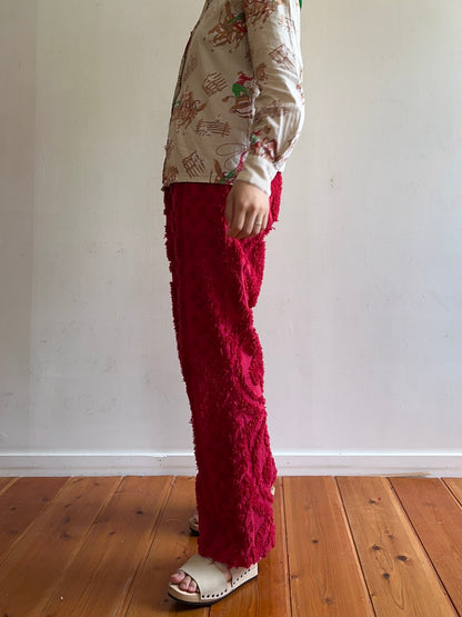 old chenille slim flare pants / ruby