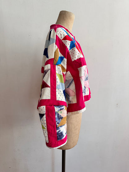 old quilt lantern sleeves short jacket