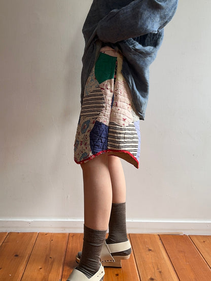 antique quilt short pants