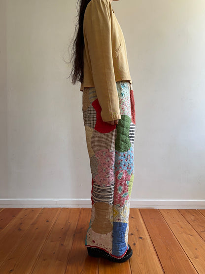 old quilt tuck wide pants