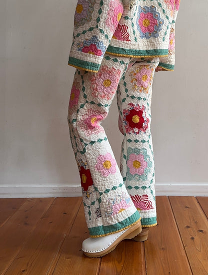 old quilt slim flare pants