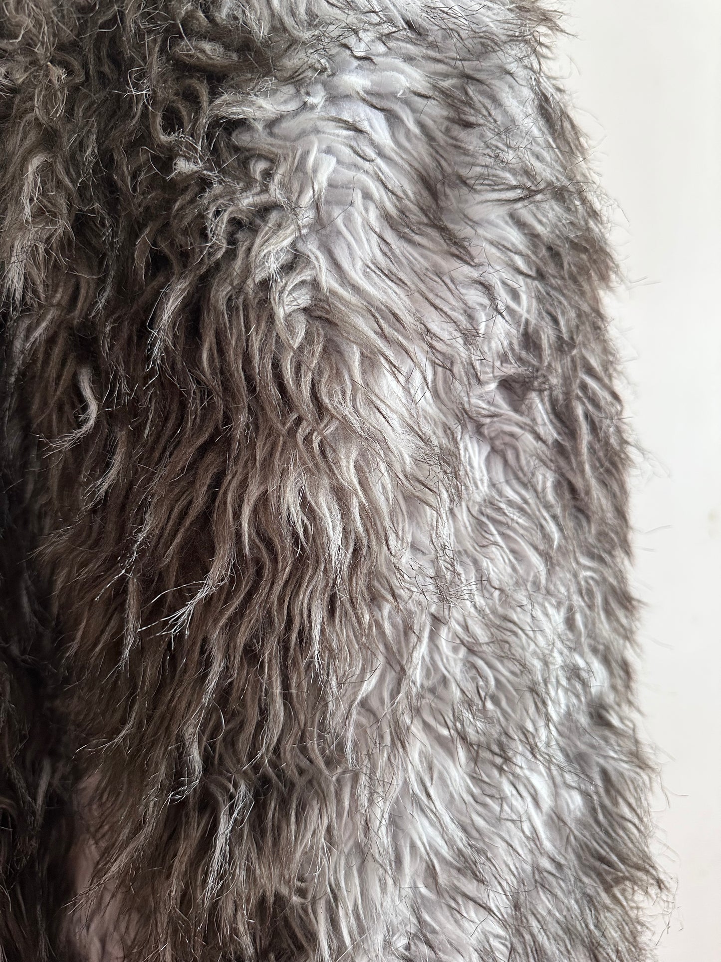 old fur half pants / silver× grayish brown