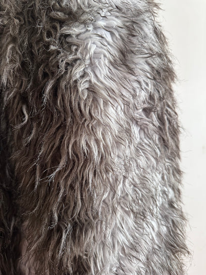 old fur half pants / silver× grayish brown