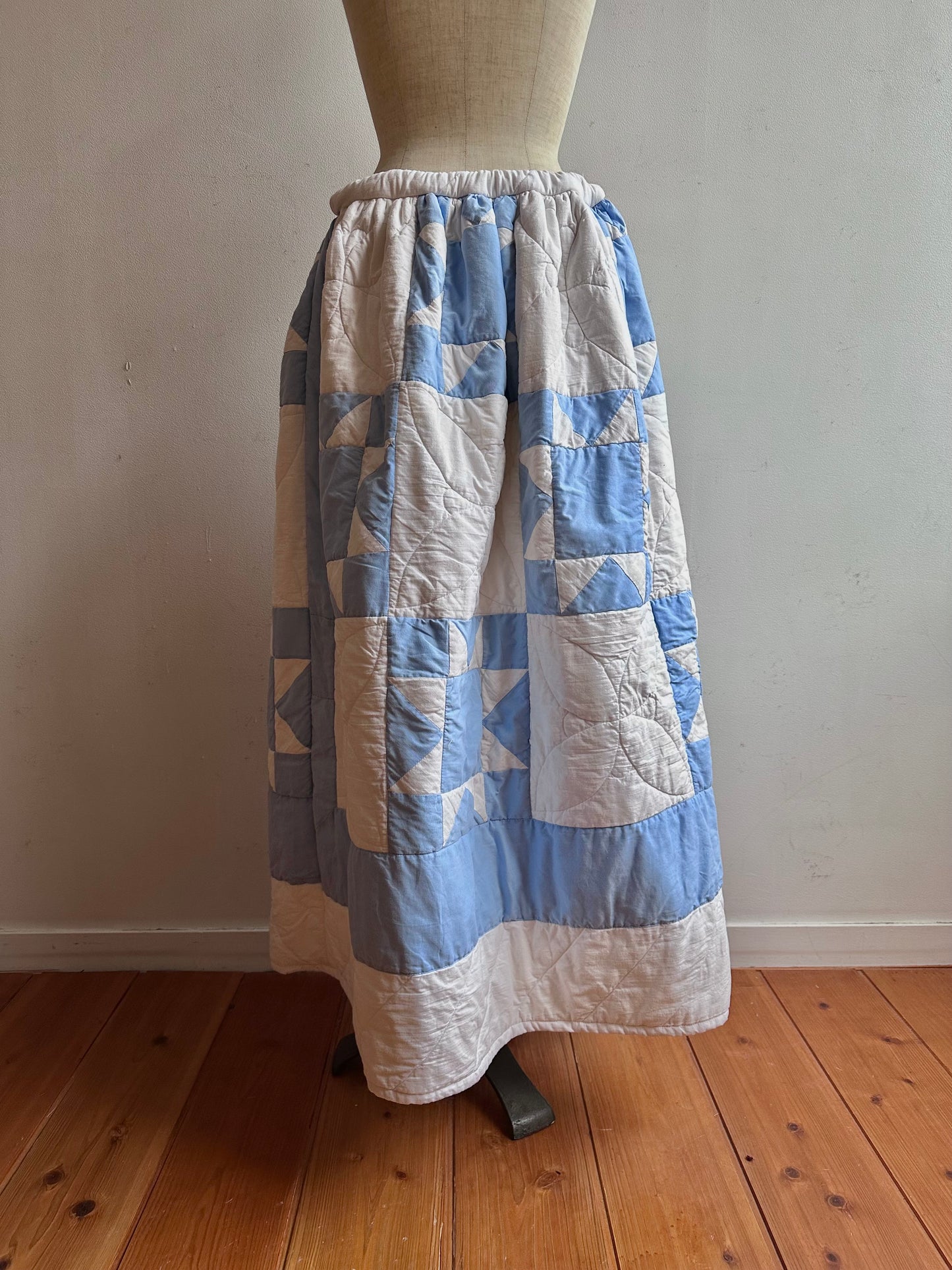 old quilt gather skirt