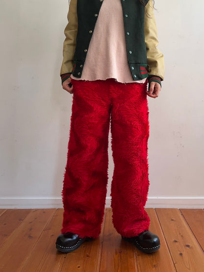 old fur pants /red