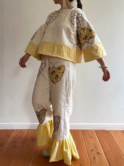 old quilt butterfly puff tops