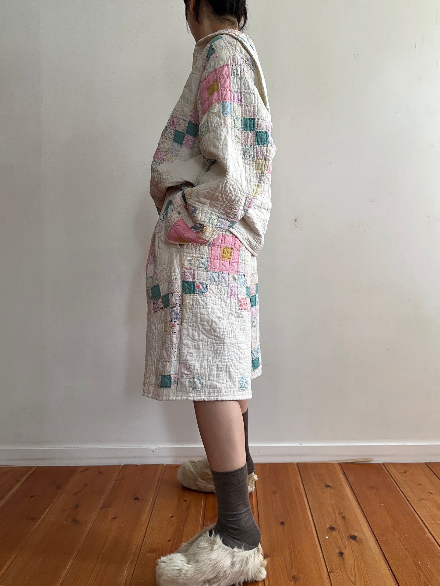 old quilt tuck short pants “boro”