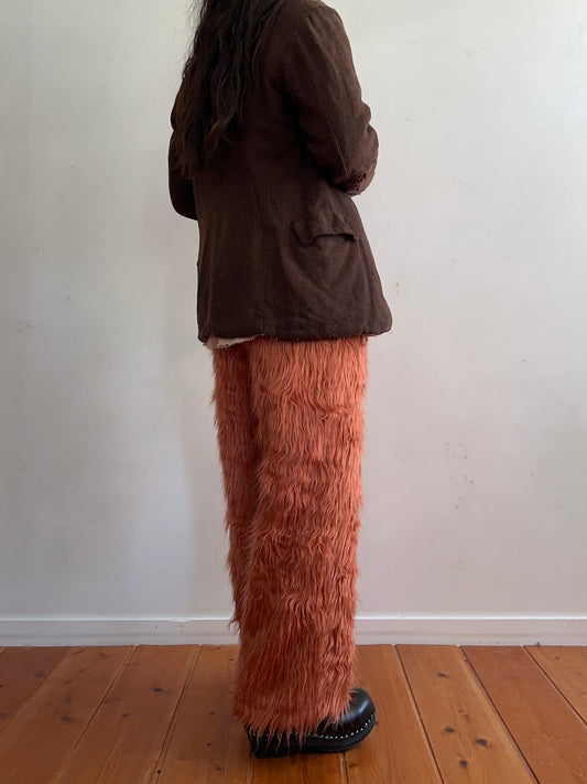 old fur pants /pink brown