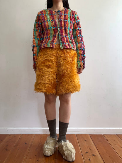 old fur short pants / marigold