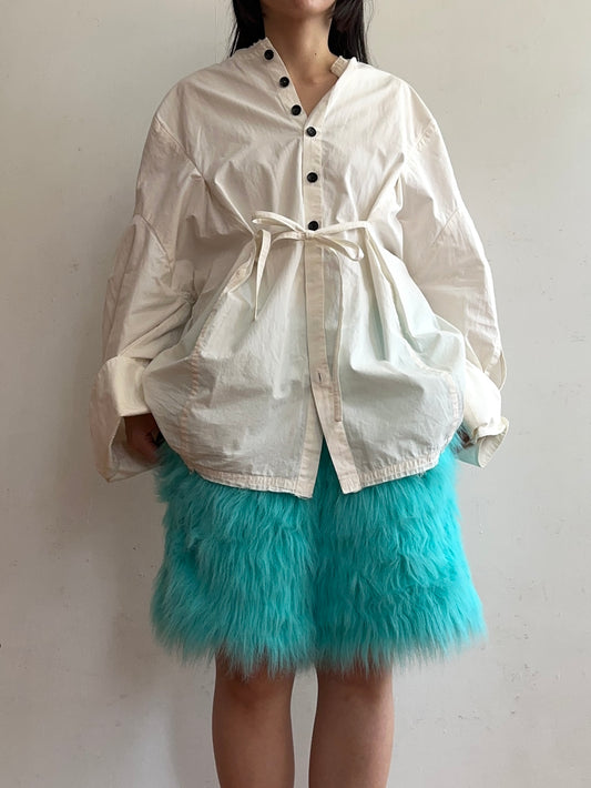 old fur short pants / turquoise