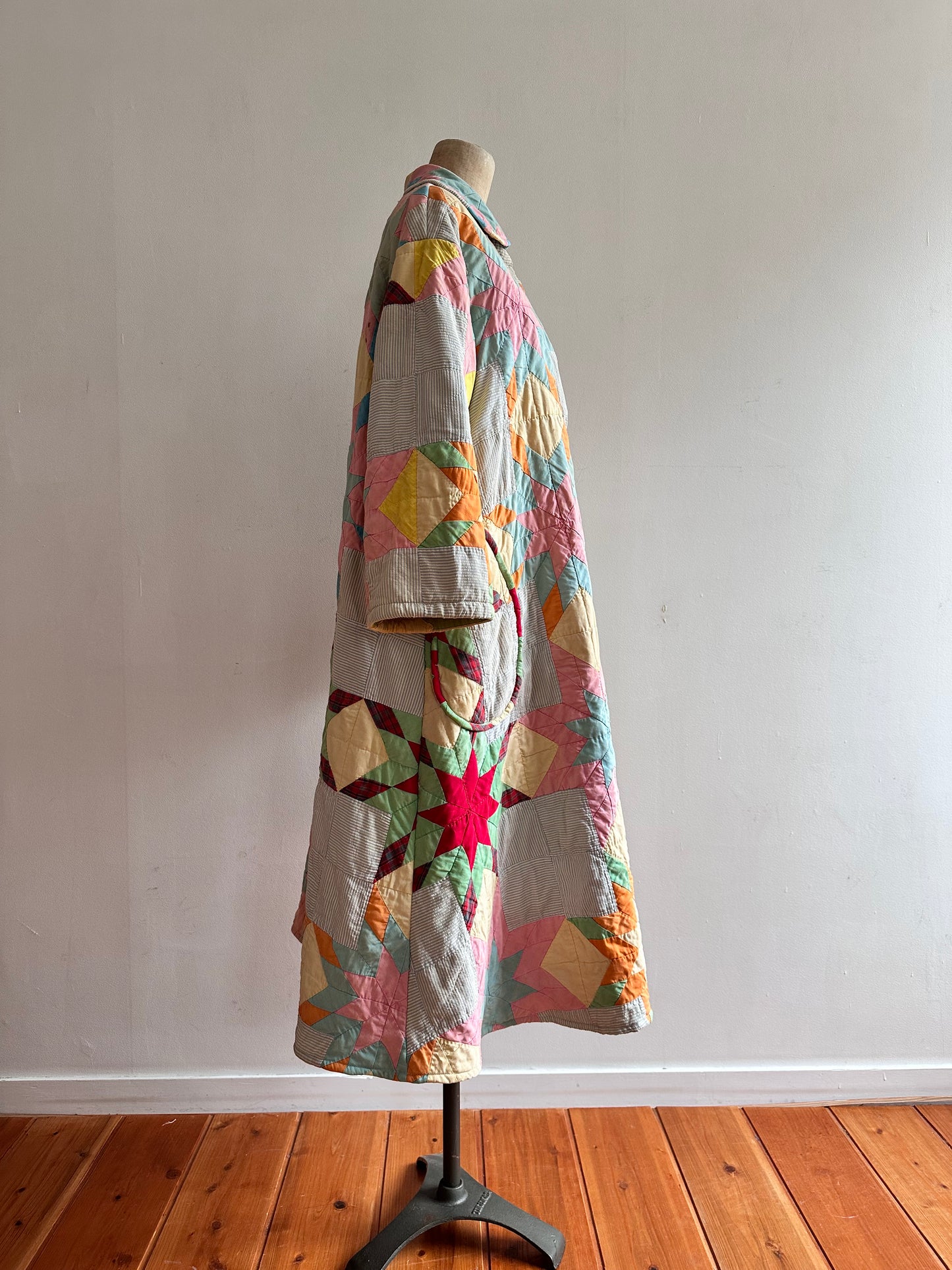 old quilt dress coat