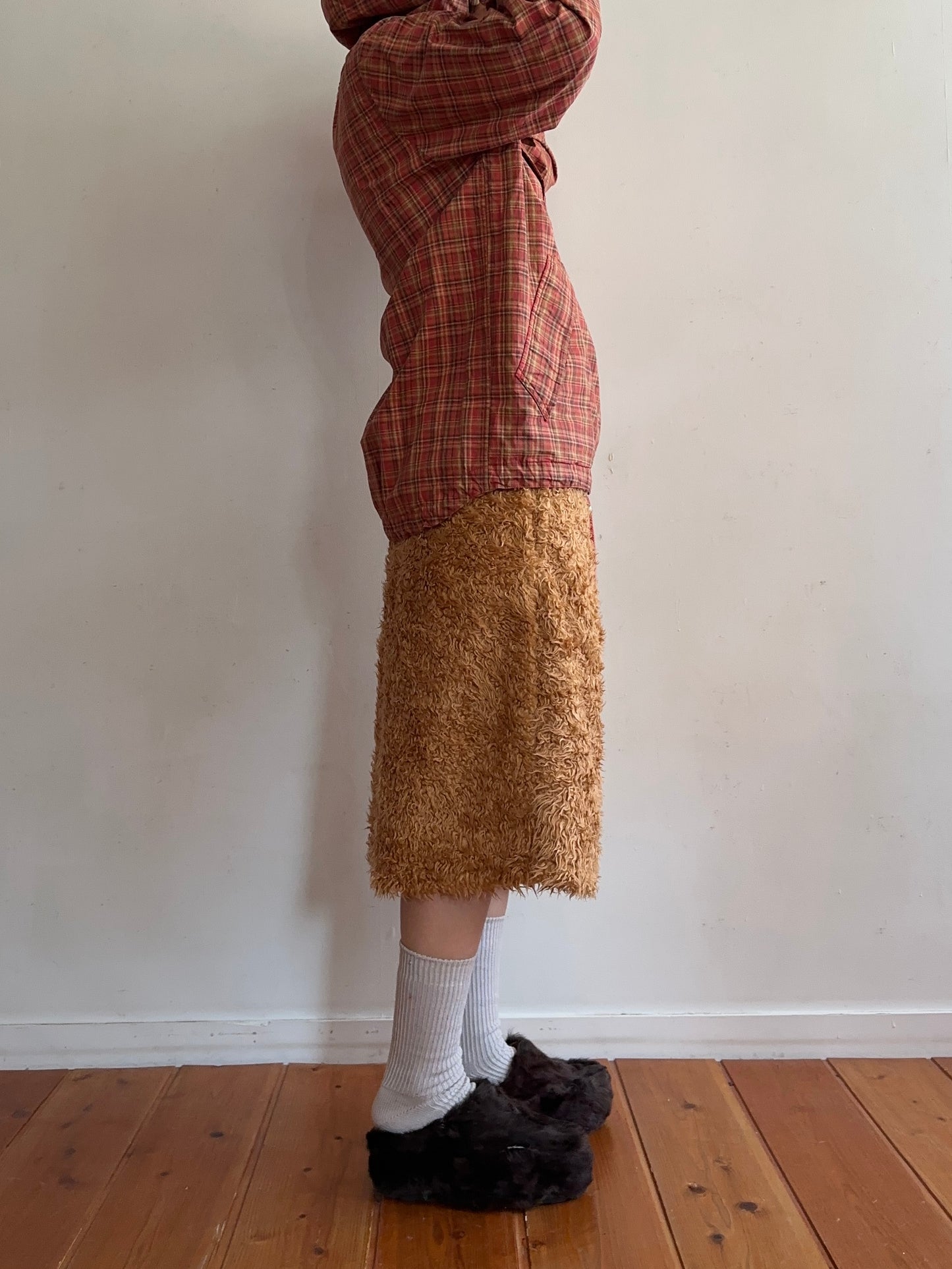 old fur half pants / apricot