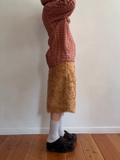 old fur half pants / apricot