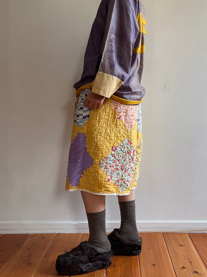 old quilt tuck short pants