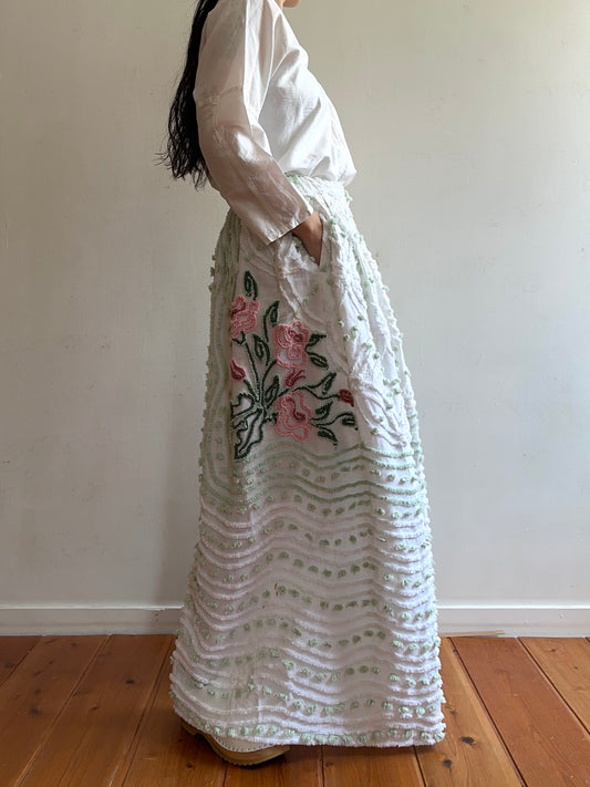 old chenille many tuck pants / muscat