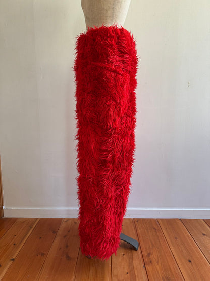 old fur pants / red