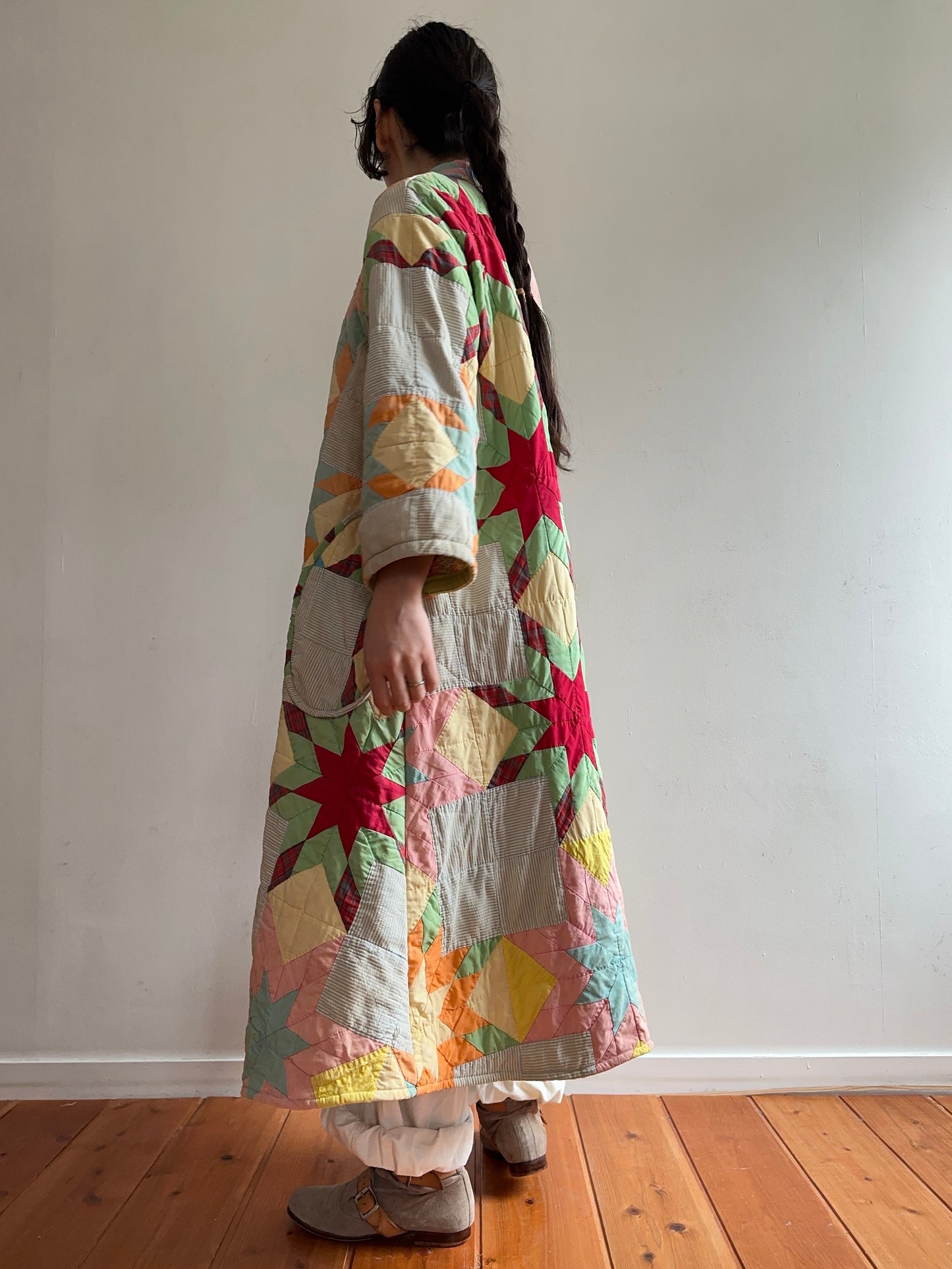 old quilt dress coat