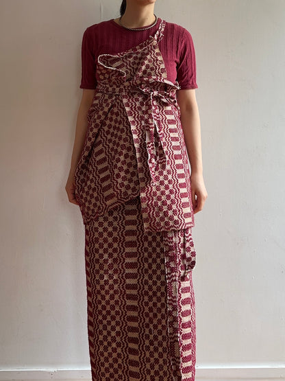 old coverlet wrap short skirt / bordeaux