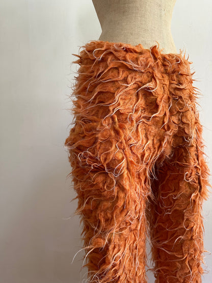 old fur slim pants /orange