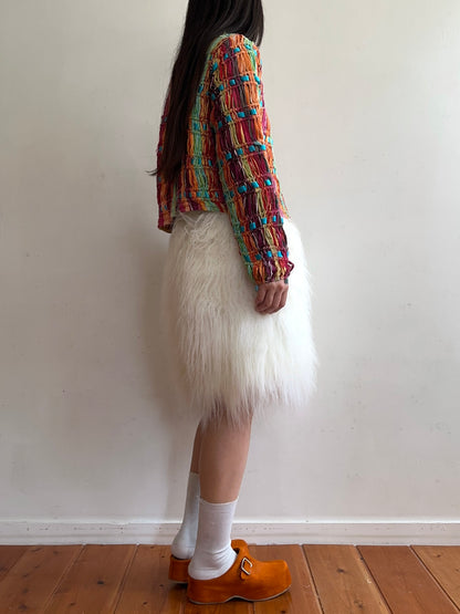 old fur short pants / white
