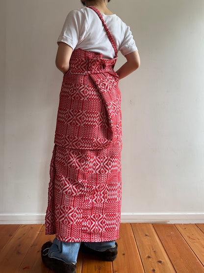 old coverlet wrap long skirt / red