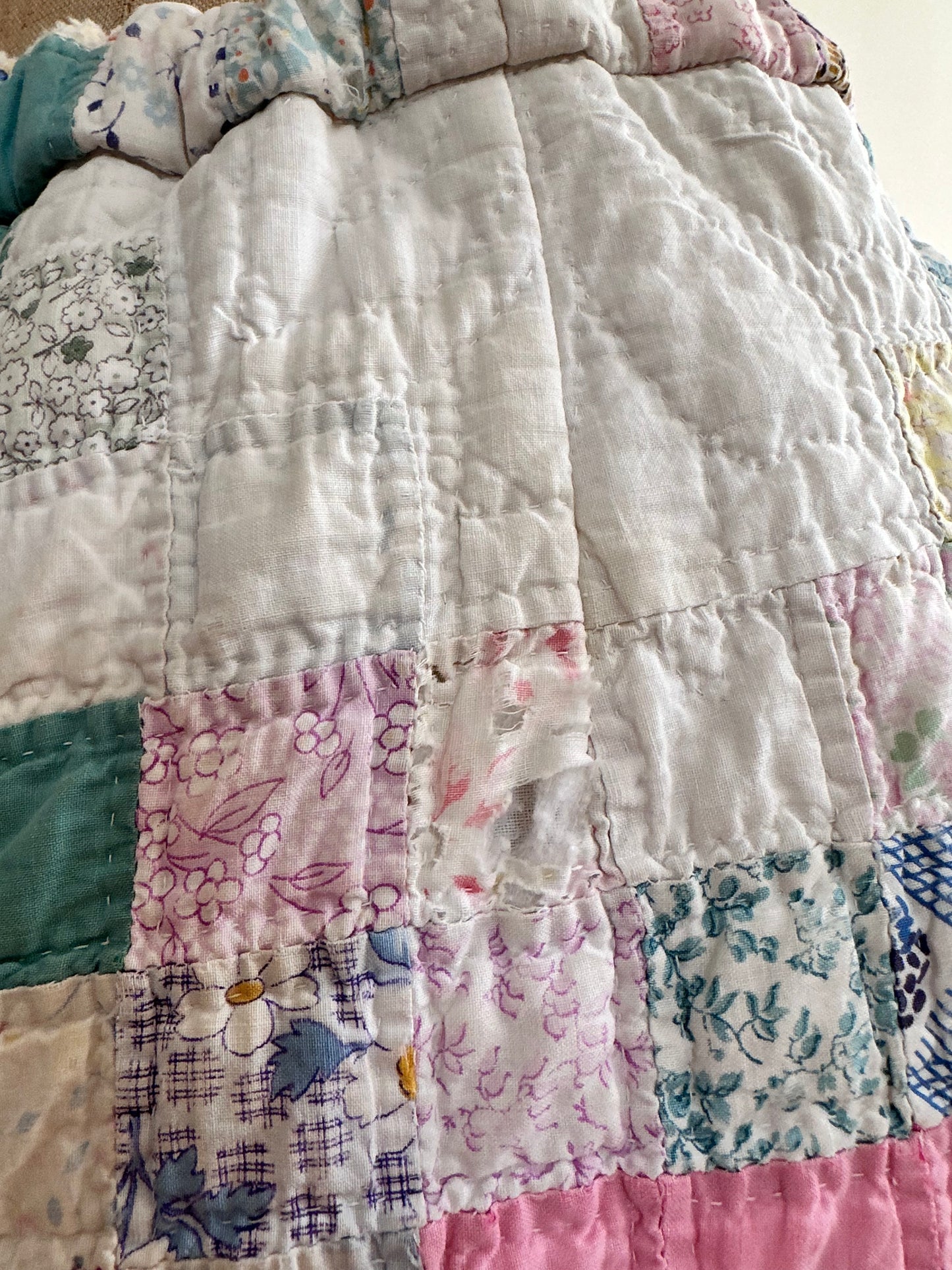 old quilt tuck short pants “boro”