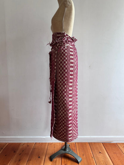 old coverlet wrap long skirt / bordeaux