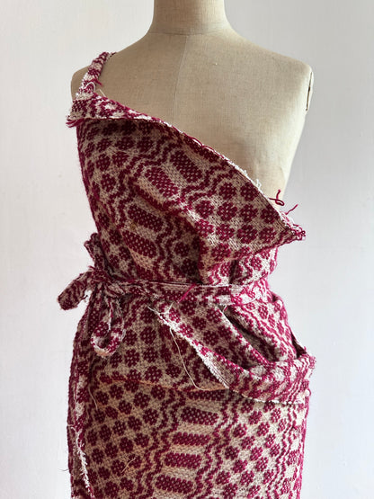 old coverlet wrap short skirt / bordeaux