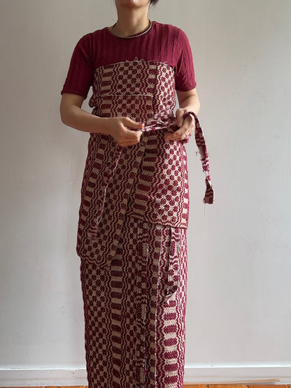 old coverlet wrap short skirt / bordeaux