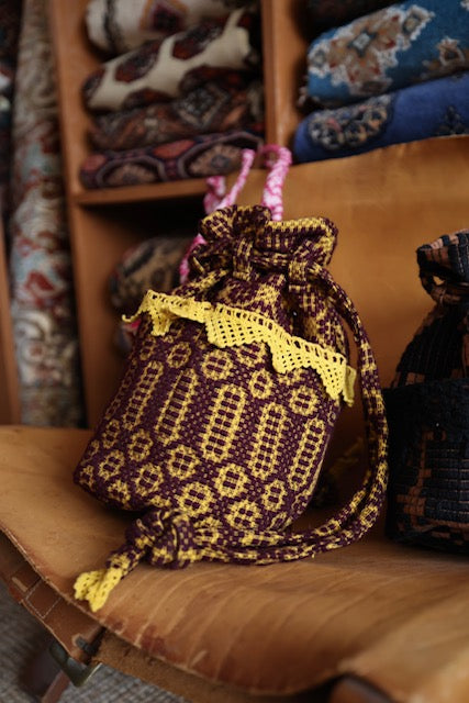 old coverlet pocket bag