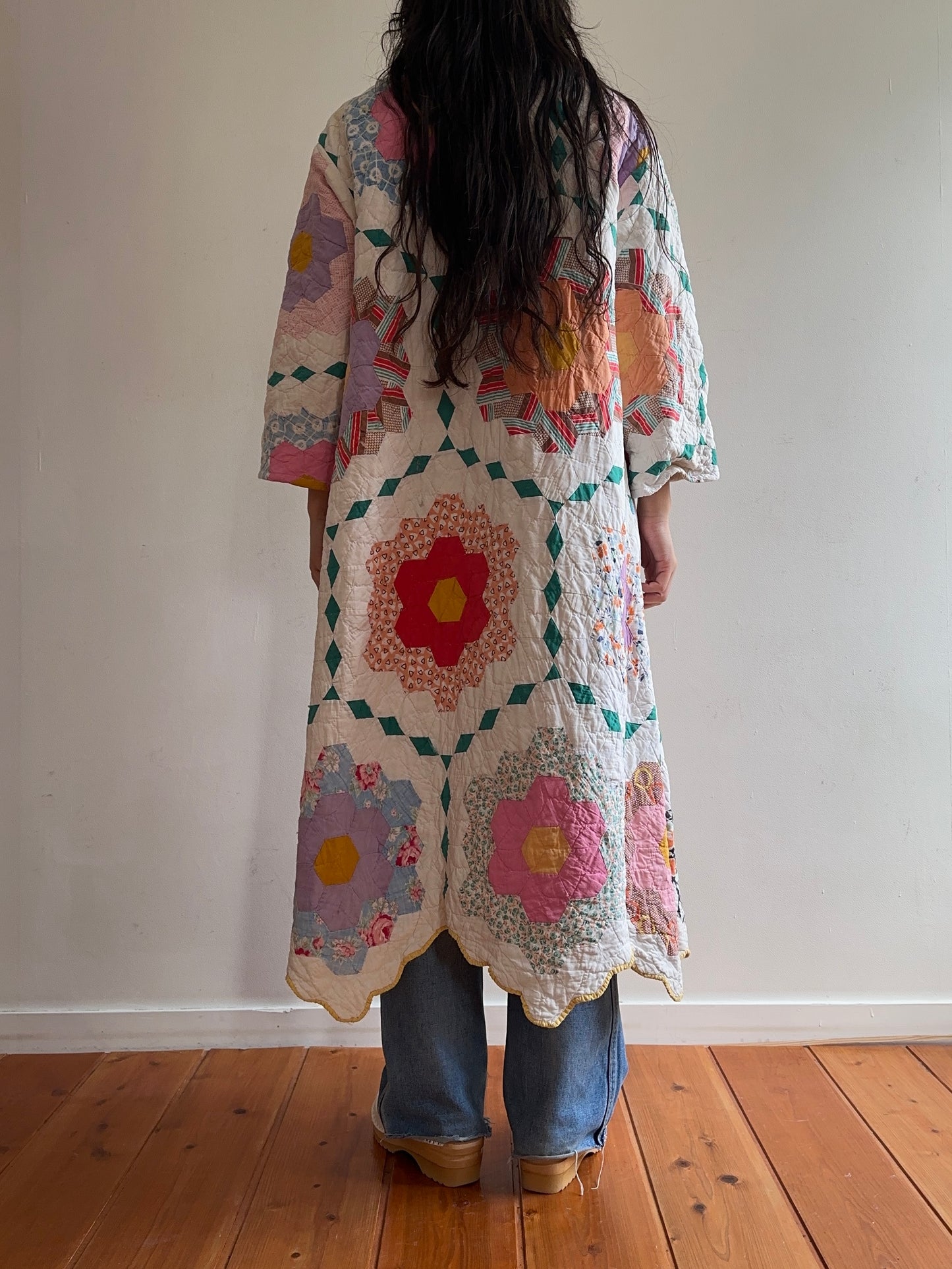 old quilt dress coat