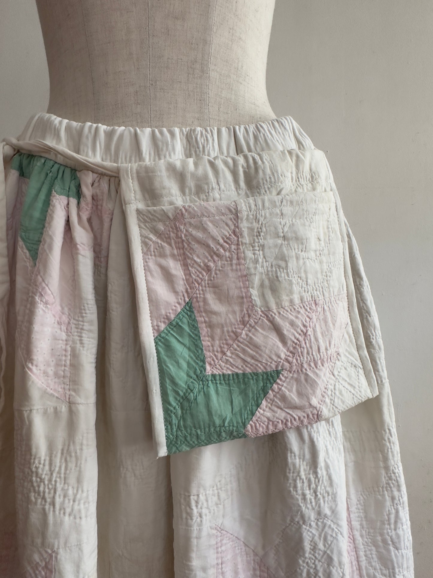 antique quilt pocket gather skirt