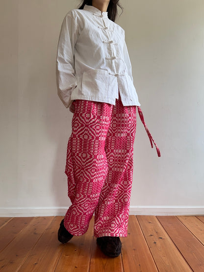 old coverlet tuck wide pants / pink × white