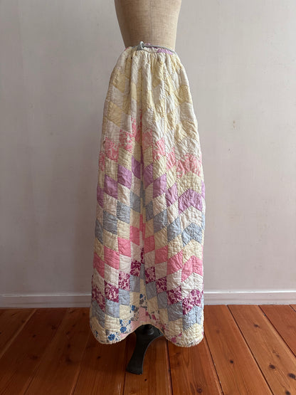 old quilt gather skirt