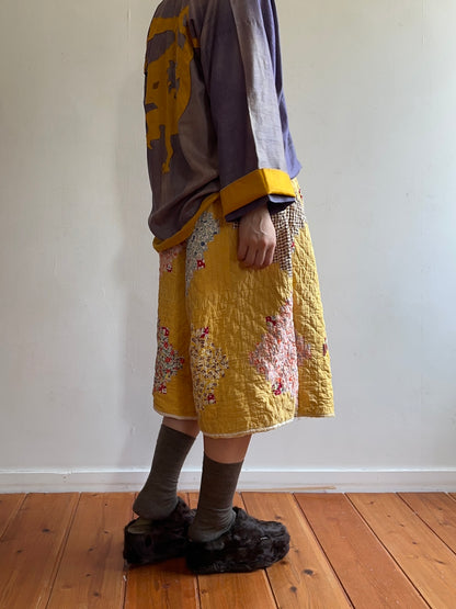 old quilt tuck short pants