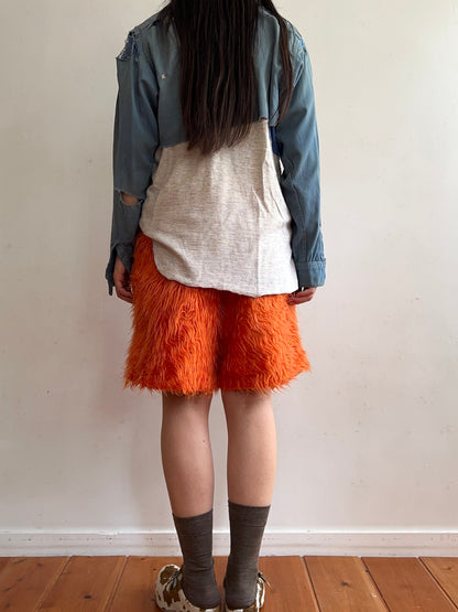 old fur short pants / orange