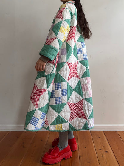 old quilt dress coat
