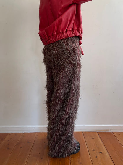 old fur pants / peacock mauve