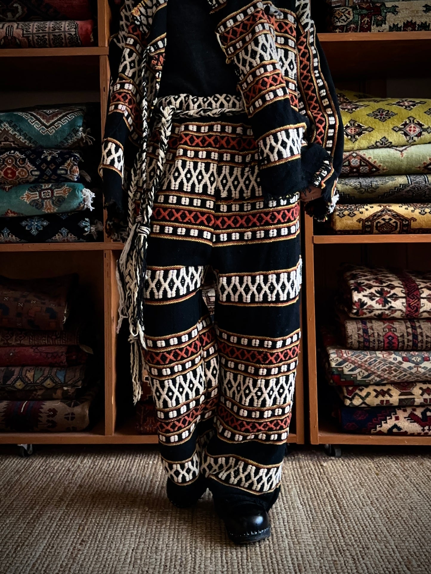 old handwoven textile set-up