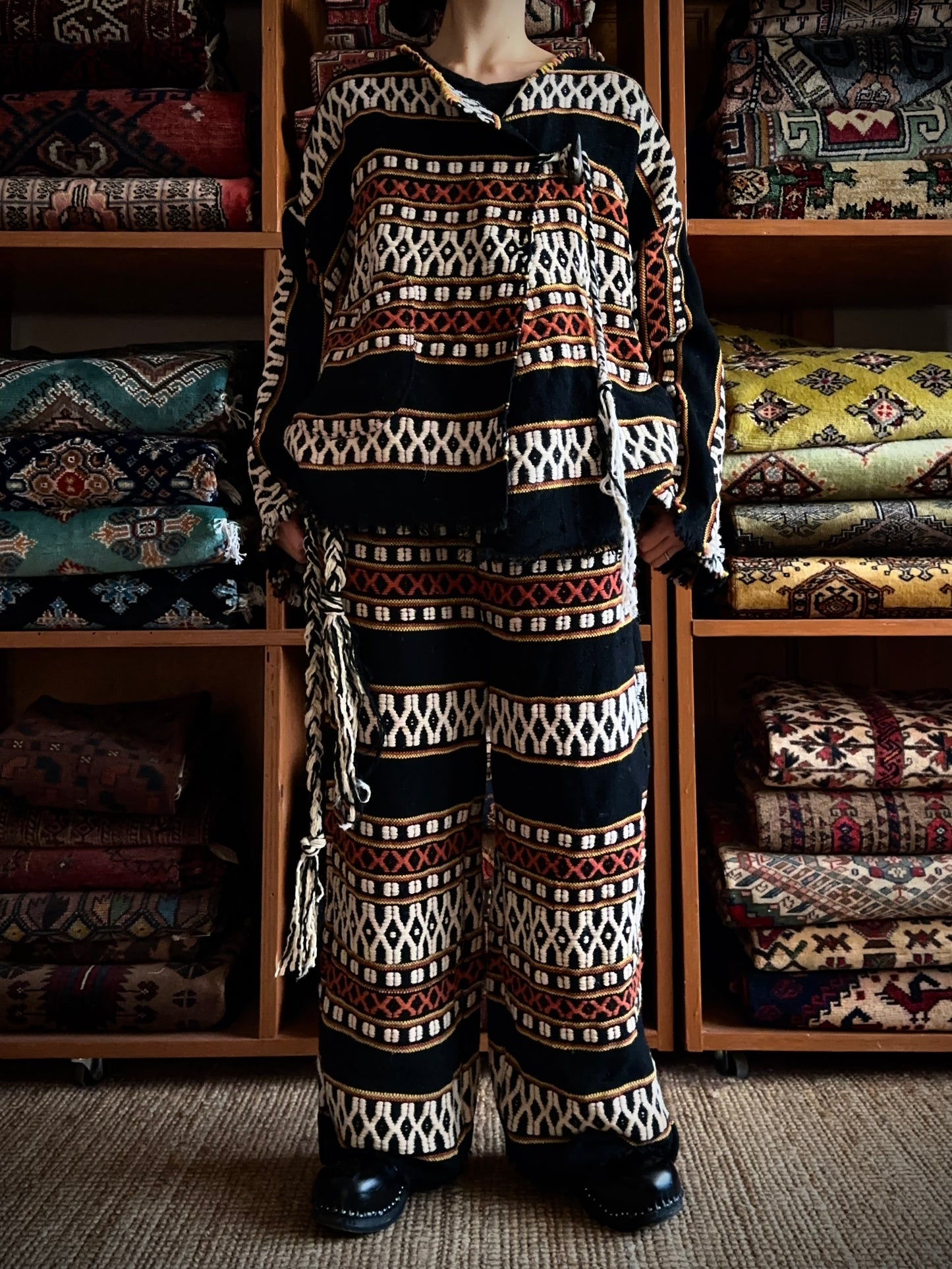 old handwoven textile set-up