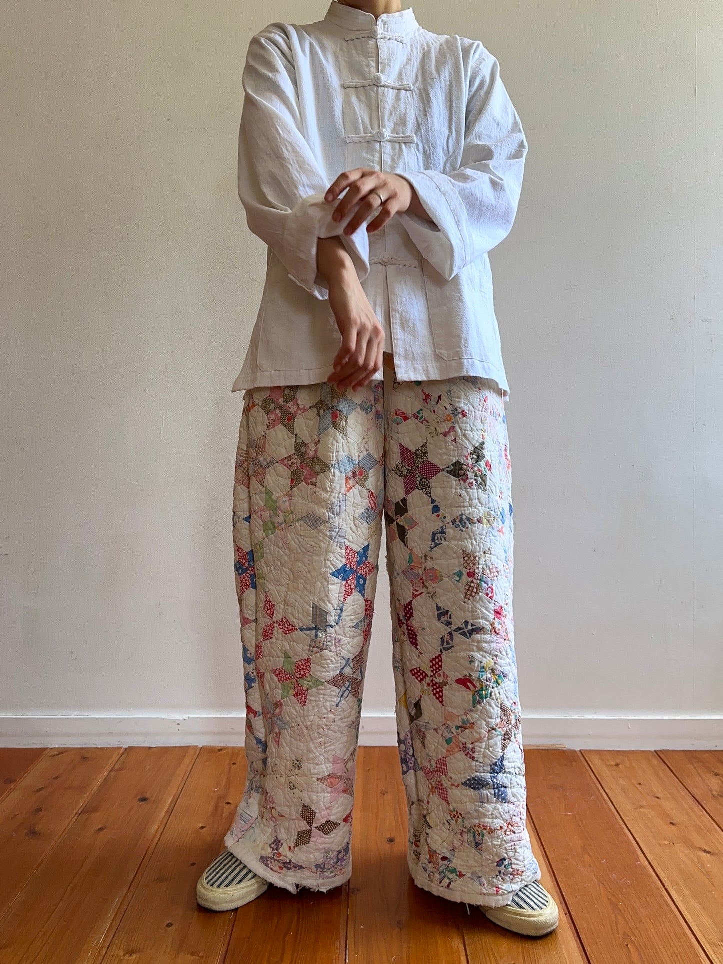 old quilt tuck wide pants