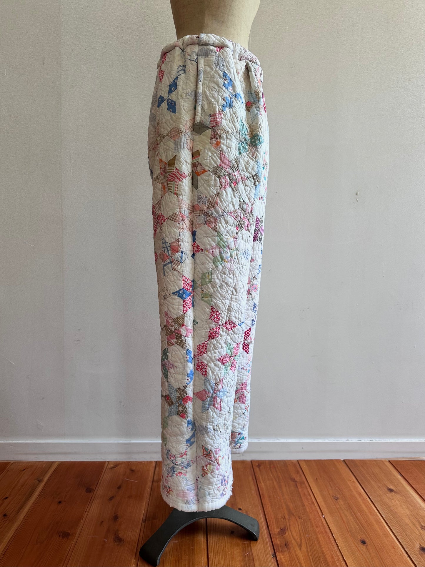 old quilt tuck wide pants