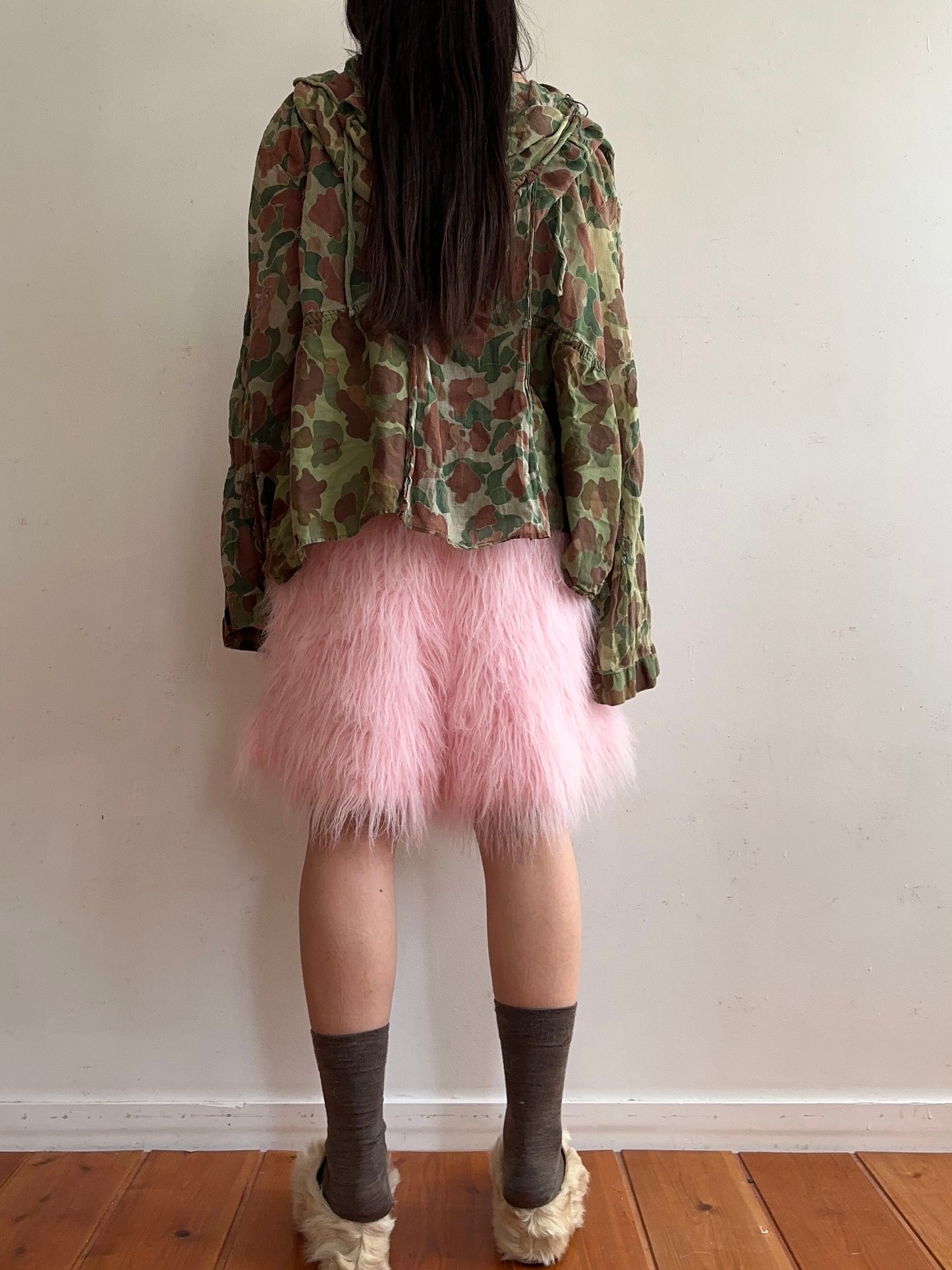 old fur short pants / pink