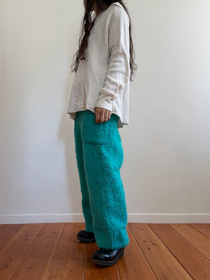 old fur pants / turquoise