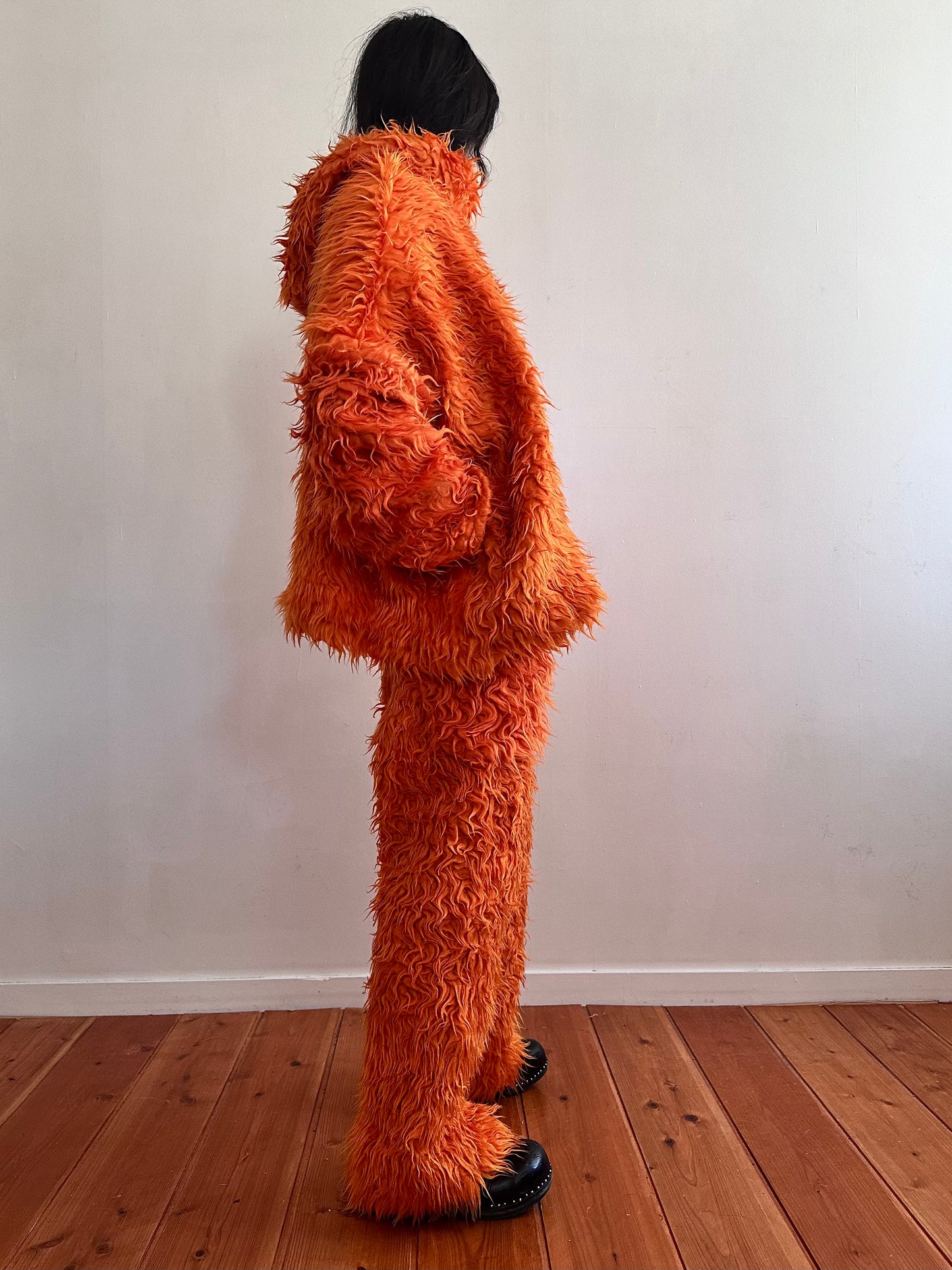 old fur parka / orange