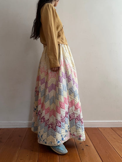 old quilt gather skirt